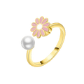 Adjustable Pink Daisy Spinner Ring