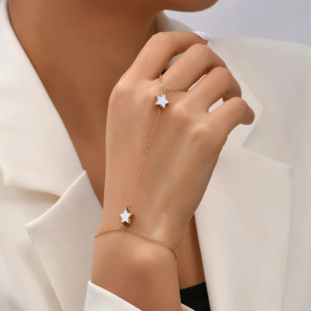 Gold Star Hand Chain Bracelet