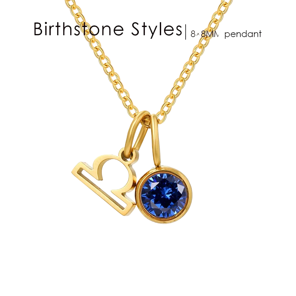 14K Gold, Silver & Rose Gold Zodiac Birthstone Necklace