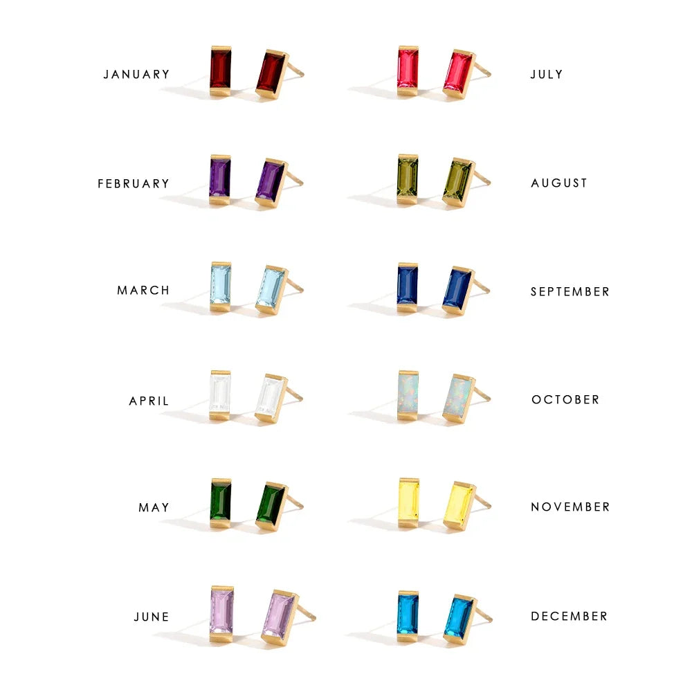 Rectangle Birthstone Earrings