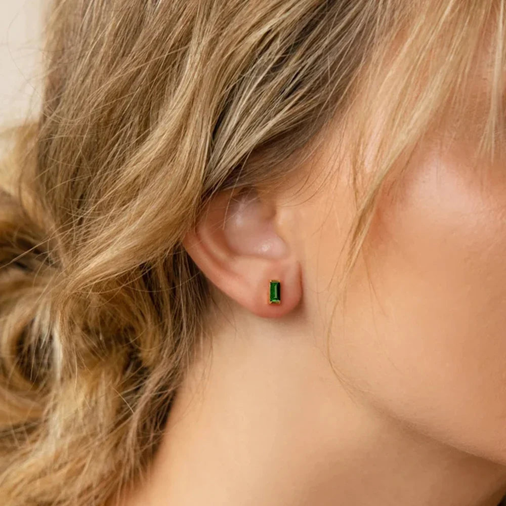 Rectangle Birthstone Earrings