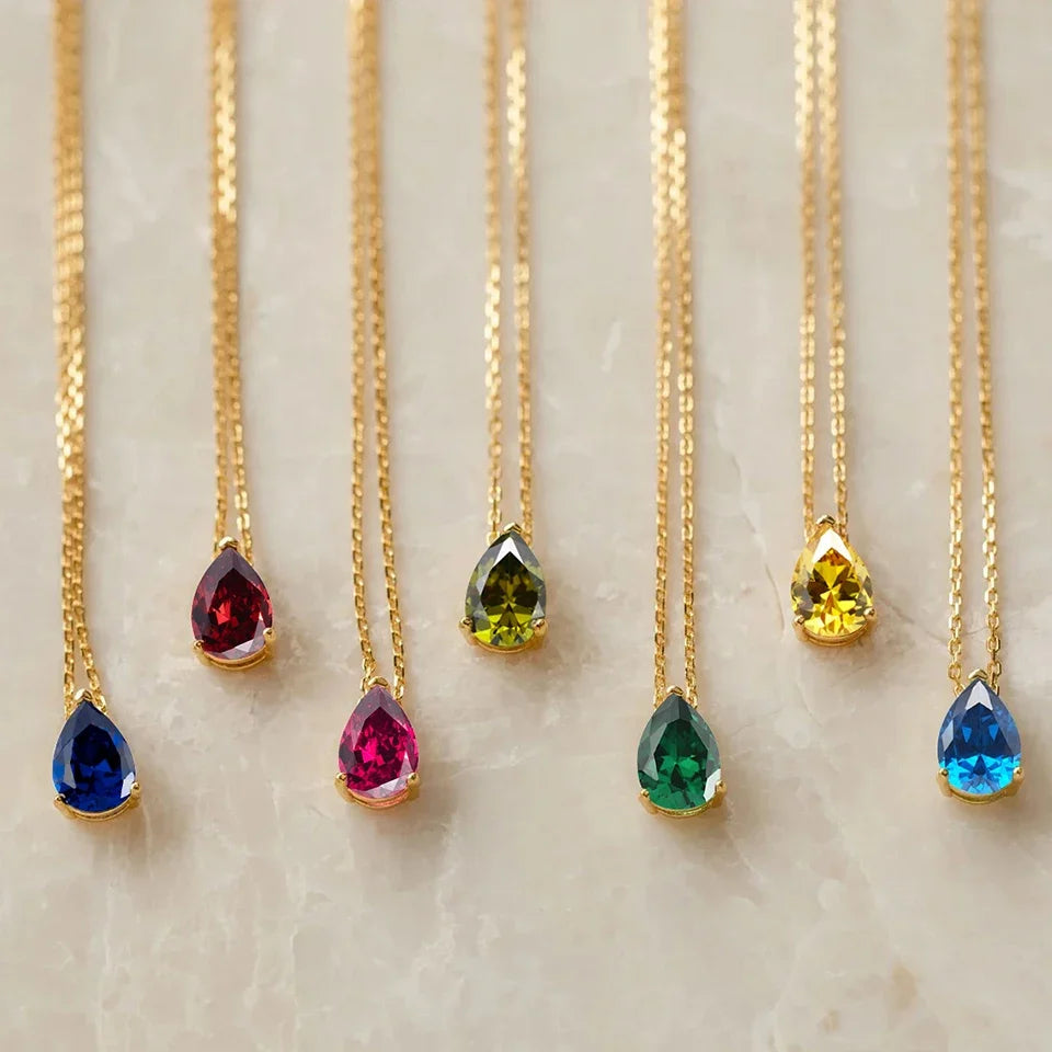 Teardrop Birthstone Necklace