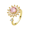 Adjustable Pink Flower Spinner Ring