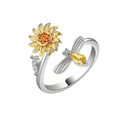 Adjustable Sunflower Spinner Ring