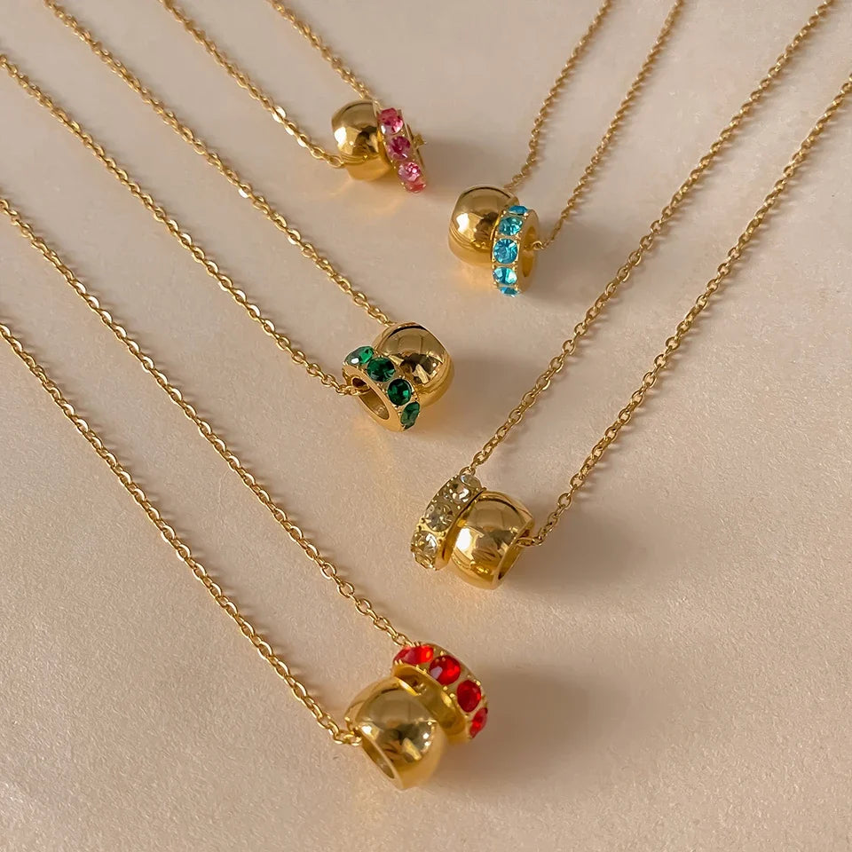 18K Gold Plated Birthstone Charm Necklace