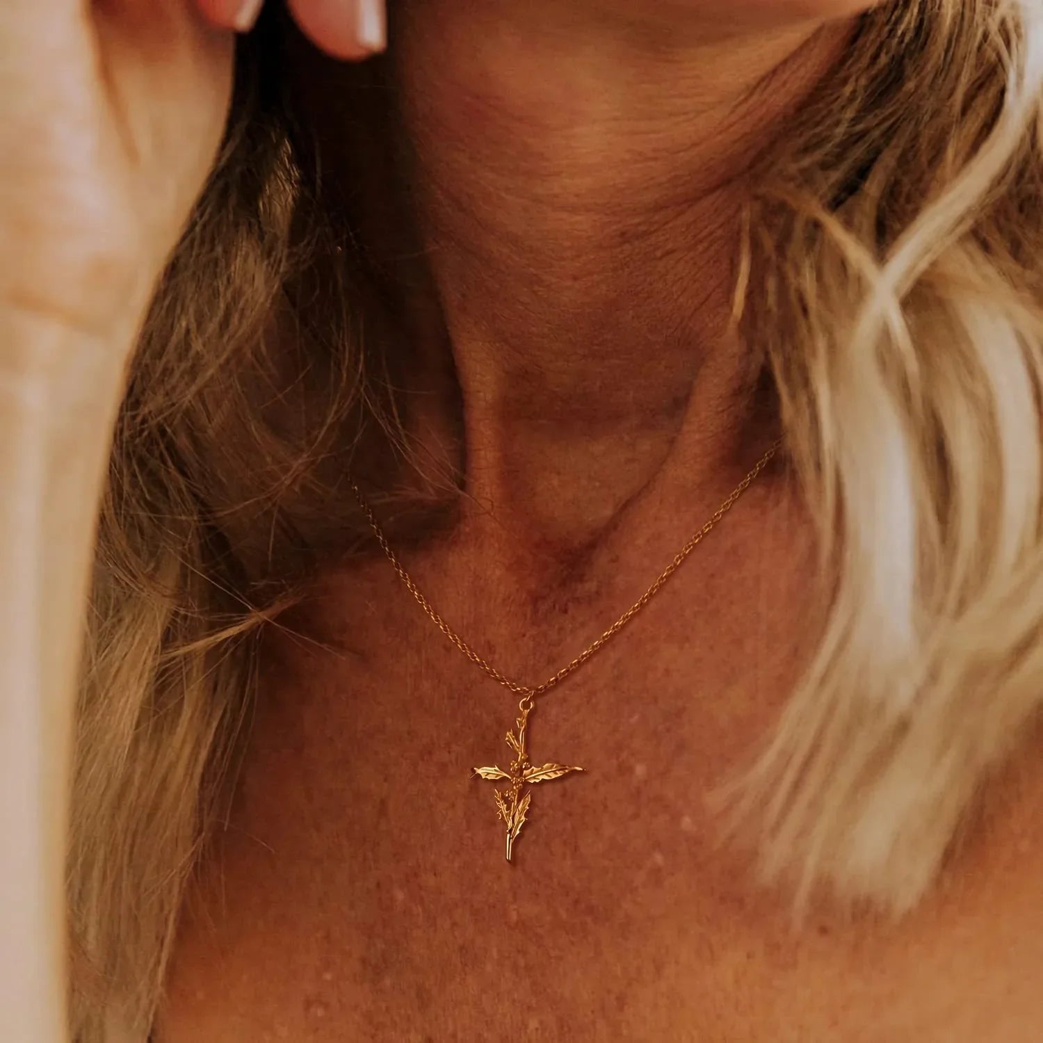 Birth Month Flower Cross Pendant