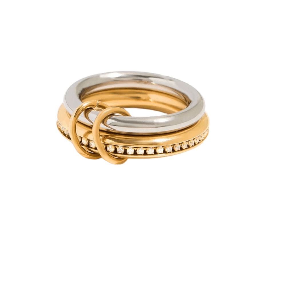 Two-Tone Double-Loop Zircon Stacked Ring