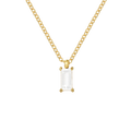 Elegant Rectangular Zirconia Pendant Necklace – Gold & Silver