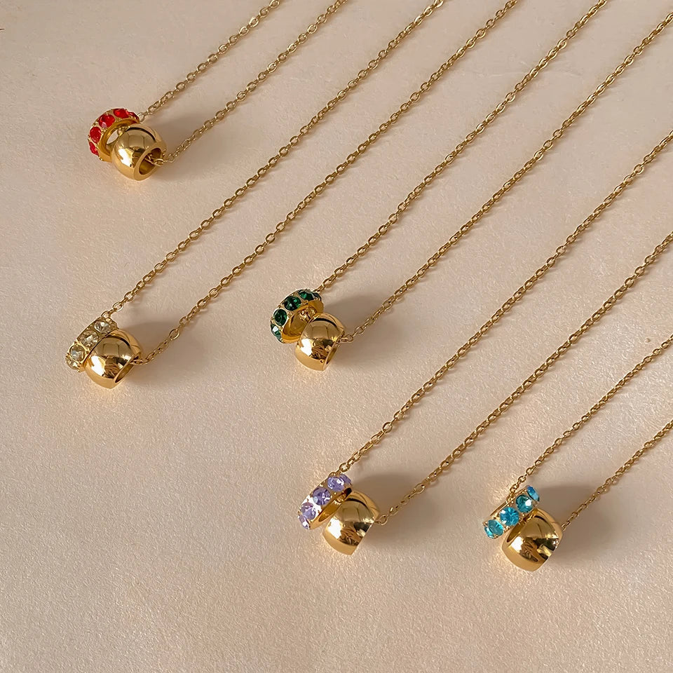 18K Gold Plated Birthstone Charm Necklace