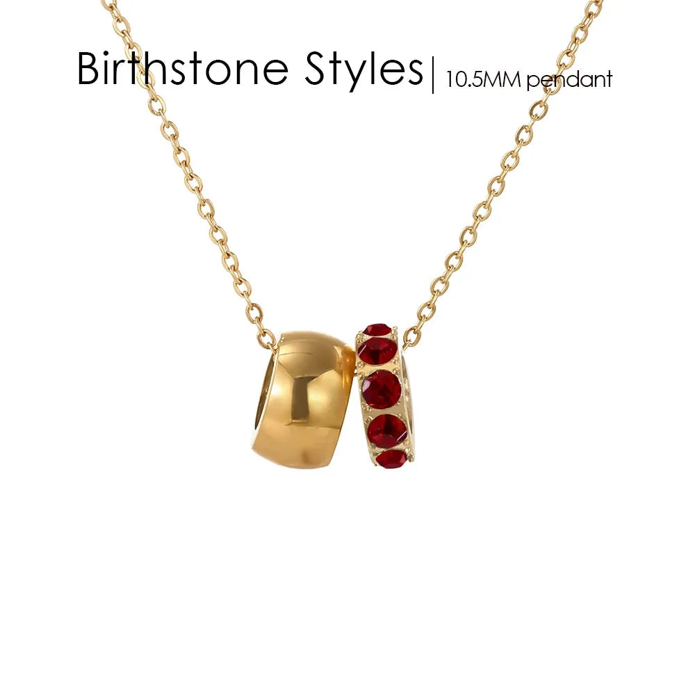 18K Gold Plated Birthstone Charm Necklace