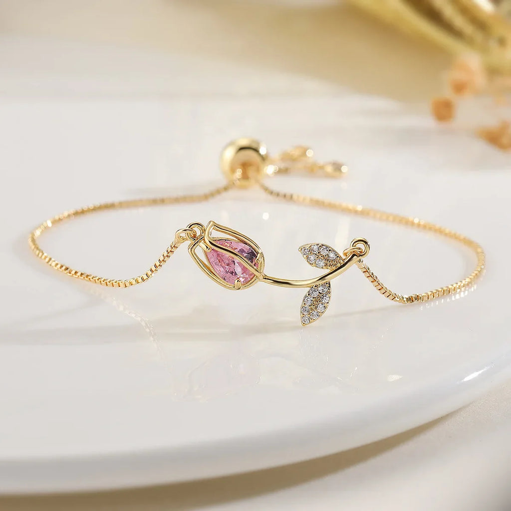 Cute Tulip Bracelet - Pink & White