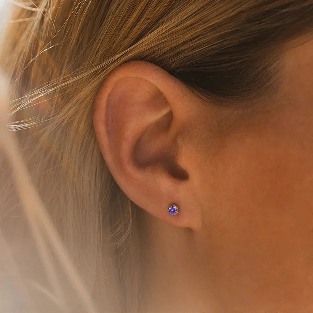 Birthstone Round Stud Earring