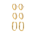 18K Gold Plated 3-Piece Hoop Earring Set
