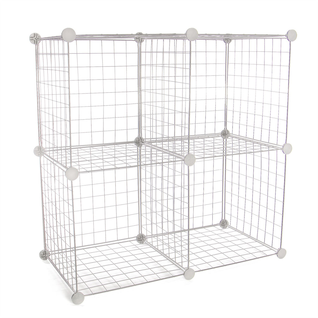 4 Cube Wire Storage Shelves White | Pukkr	