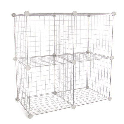4 Cube Wire Storage Shelves White | Pukkr	
