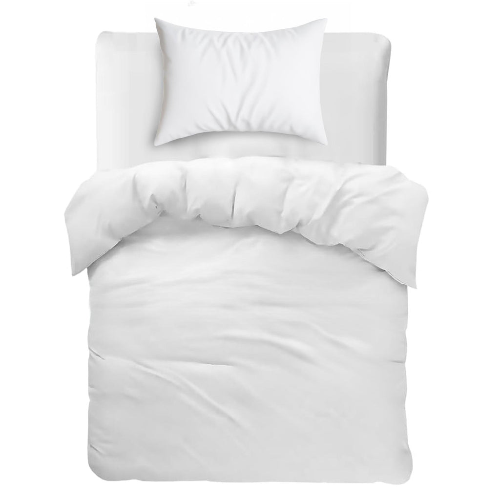 M&W 3 Piece Duvet Set with Fitted Sheet & Pillows (White, Single)