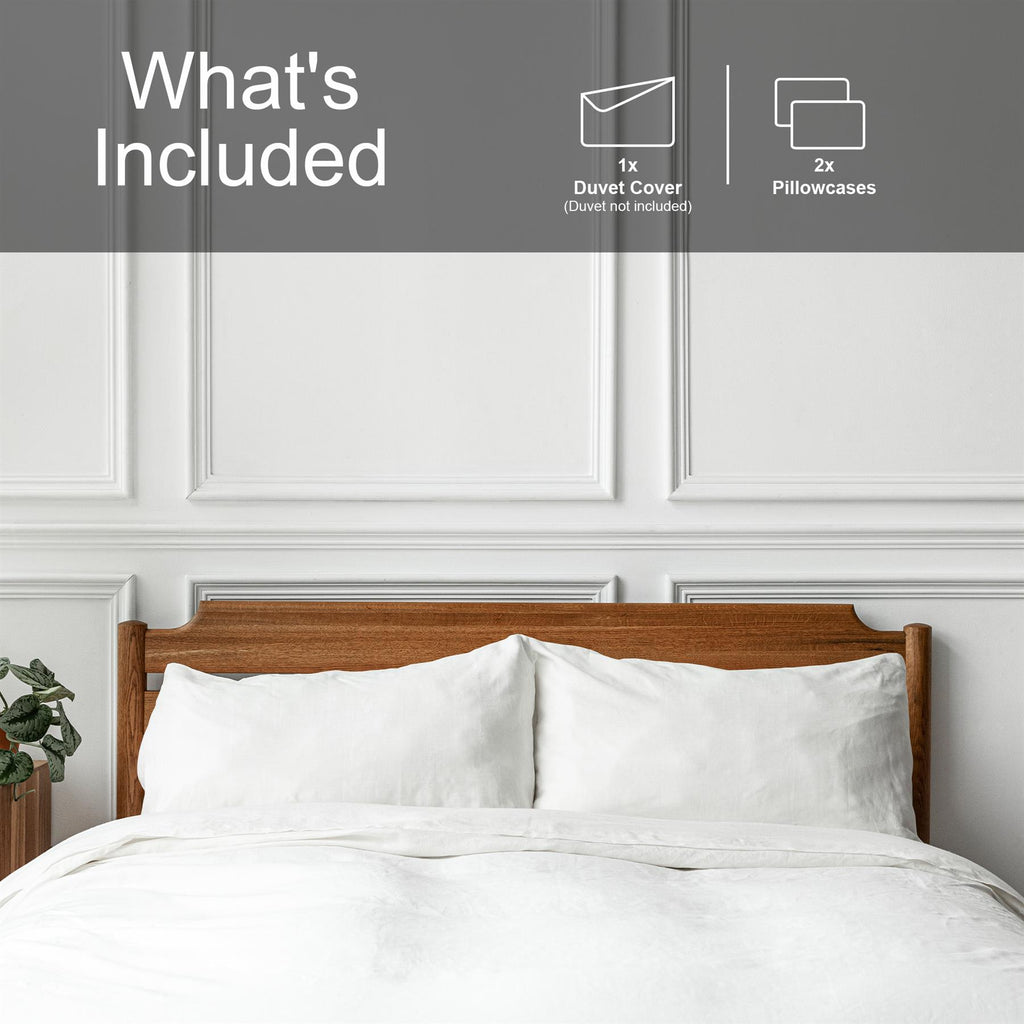 Maison & White Duvet Set with Button Fastening (White, Double)