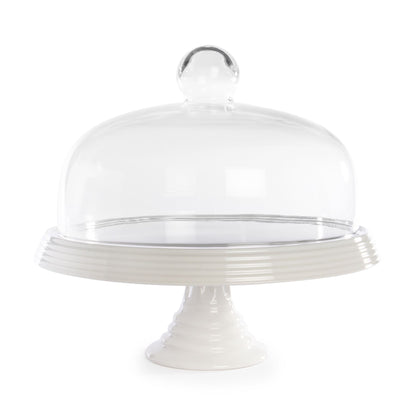 Ceramic Cake Stand with Glass Cover | M&W	