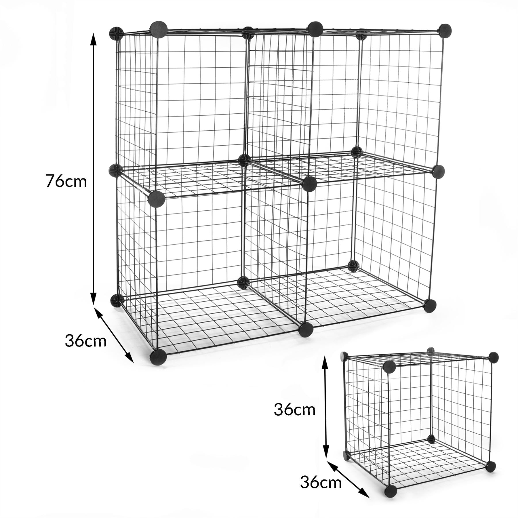 4 Cube Wire Storage Shelves Black | Pukkr