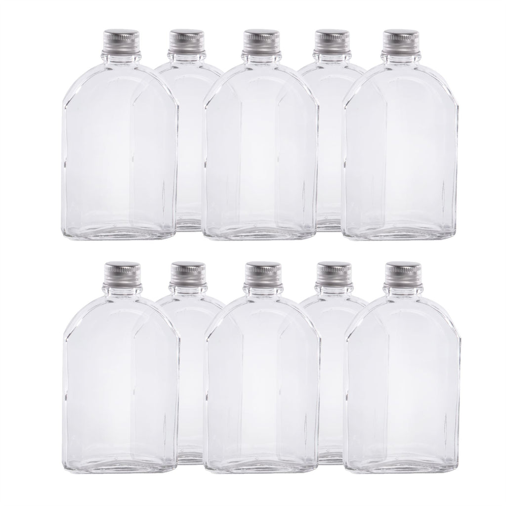 Glass Flask Bottles with Lids 200ml - Set of 10 | Pukkr	