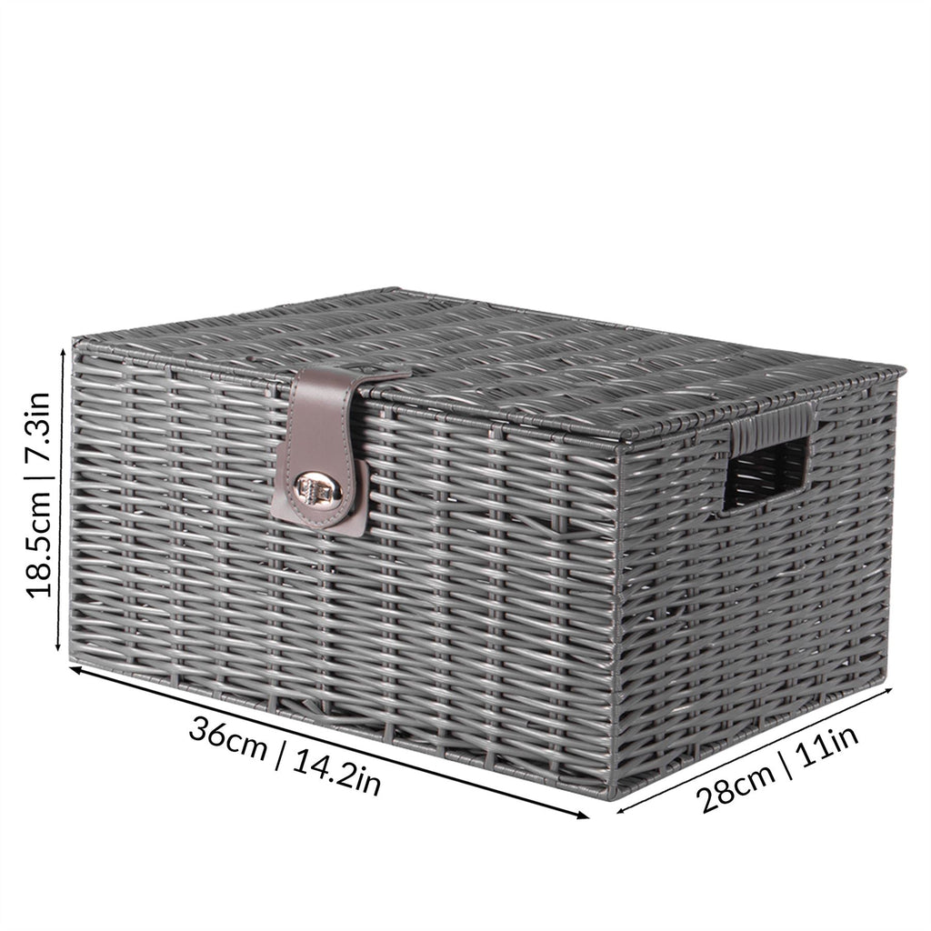 Resin Woven Storage Baskets - Set of 3 Grey | M&W	