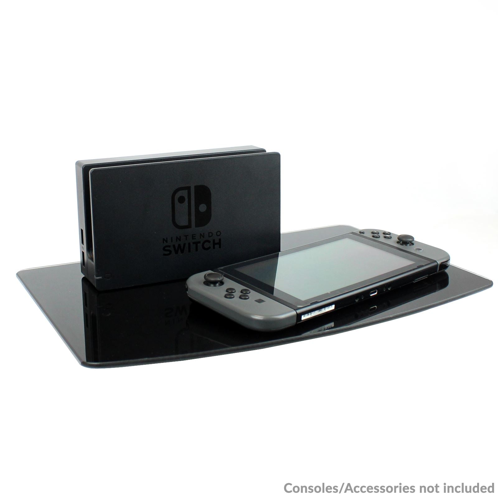 Tempered Black Glass Floating Shelf 1 Tier | M&W	