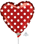 Red Polka Dot Heart Mini Air-fill (Uninflated)