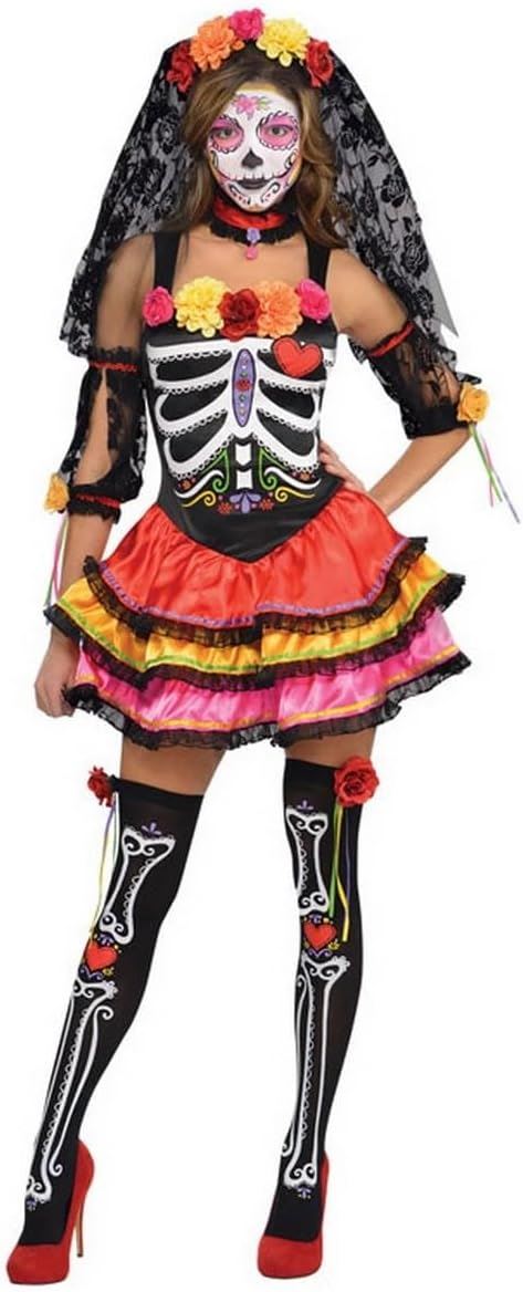 Day Of The Dead Fancy Dress Adult Costume - UK Size 8-10