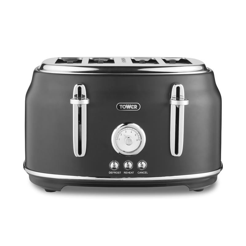 Tower Renaissance Black 4 Slice Toaster UK Plug