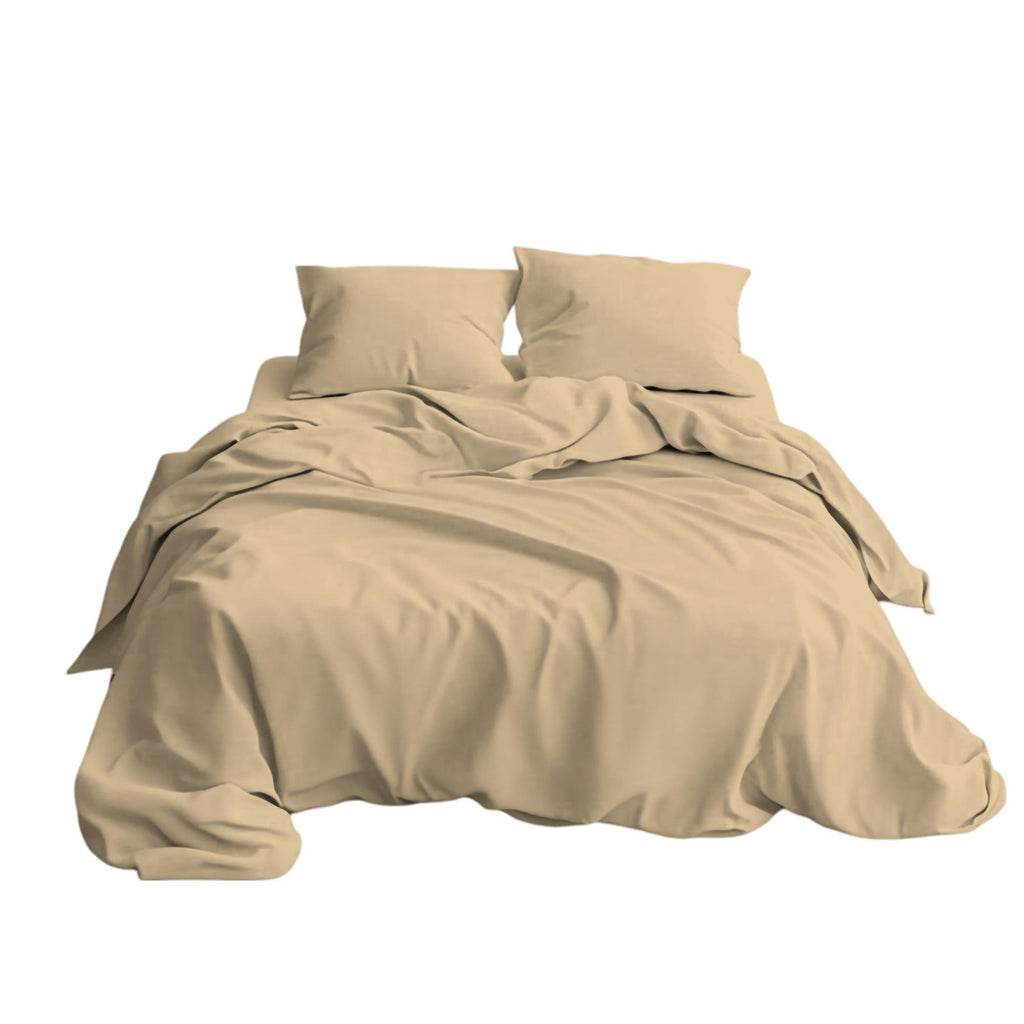 Maison & White Duvet Set with Button Fastening (Beige, Double)