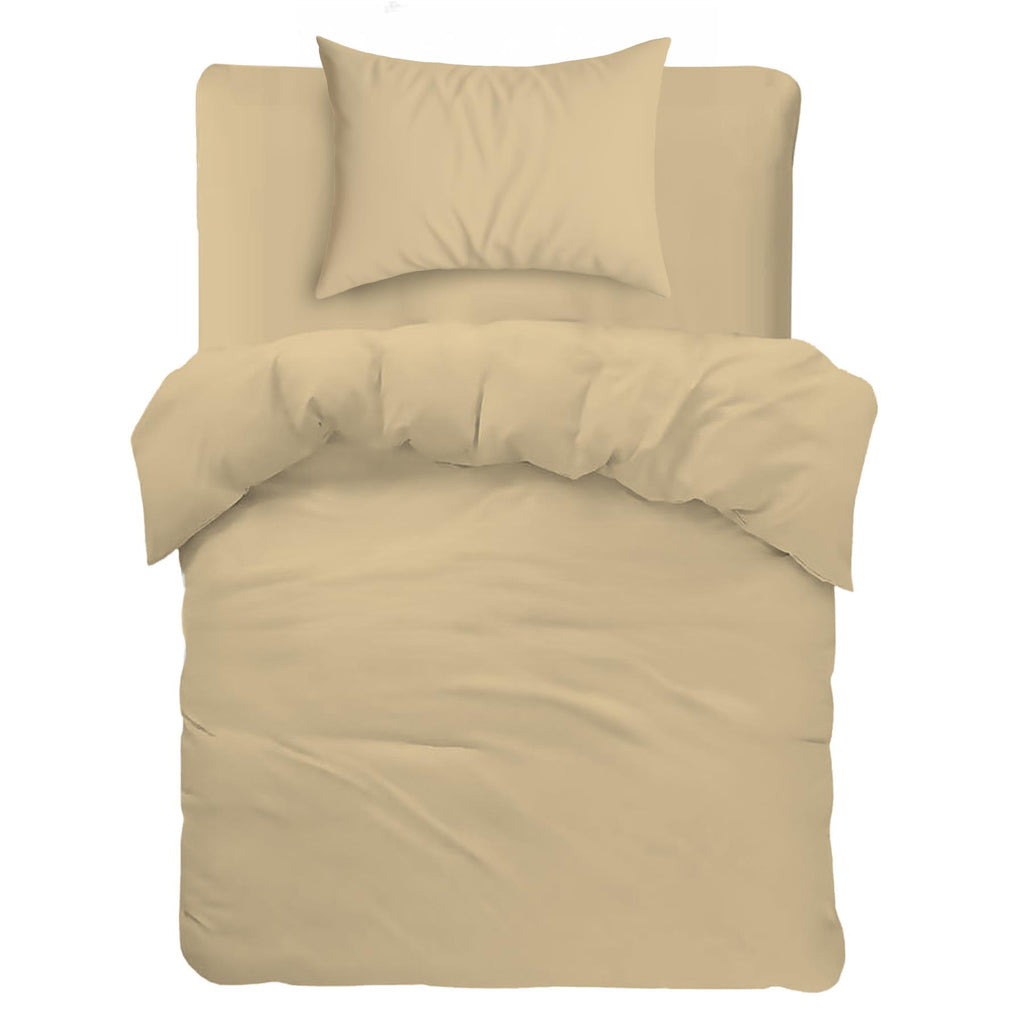 Maison & White Duvet Set with Button Fastening (Beige, Single)
