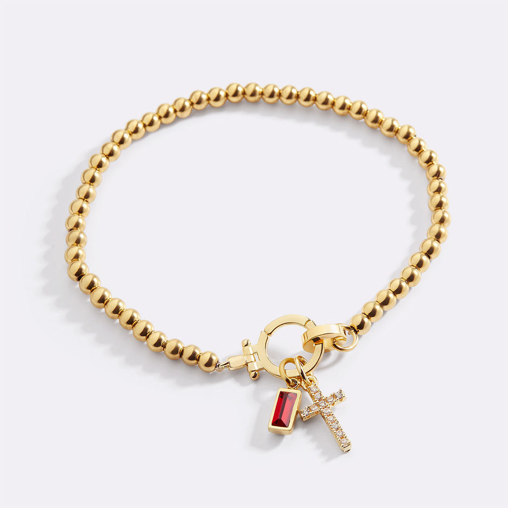 Cross Birthstone Bracelet