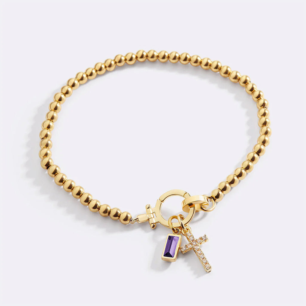 Cross Birthstone Bracelet