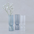 Blue and Clear Glass Bud Vases (3pk)