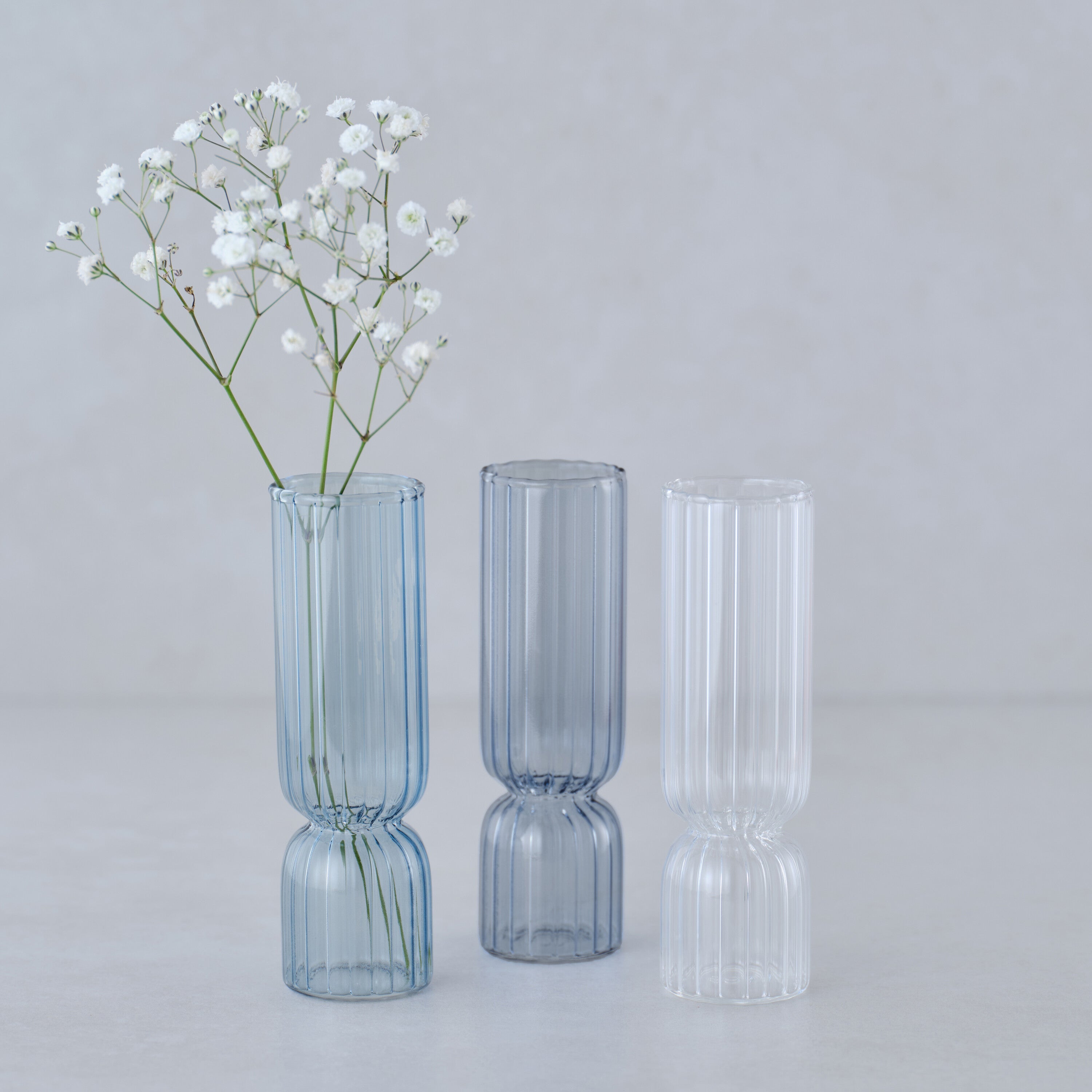 Blue and Clear Glass Bud Vases (3pk)