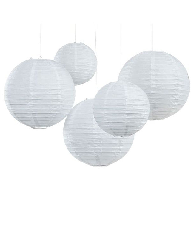 Boho Wedding White Paper Lanterns - 30cm & 20.5cm