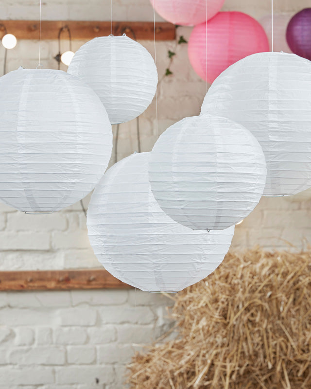 Boho Wedding White Paper Lanterns - 30cm & 20.5cm