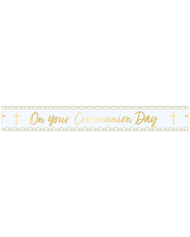 Blue Botanical 'On Your Communion Day' Foil Banner - 2.7m