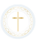 Blue Botanical Cross Paper Plates - 23cm (8pk)