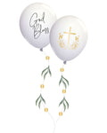 Botanical Celebration 'God Bless' Balloons with Tails - 11" Latex (2pk)