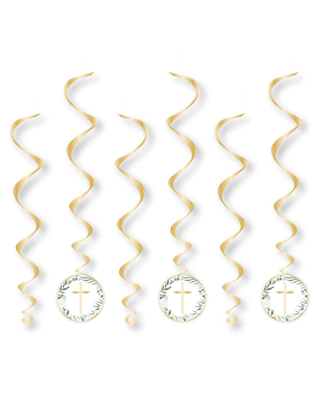 Botanical Celebration Cross Hanging Swirl Decorations (6pk)