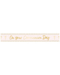 Pink Botanical 'On your Communion Day' Foil Banner - 2.7m