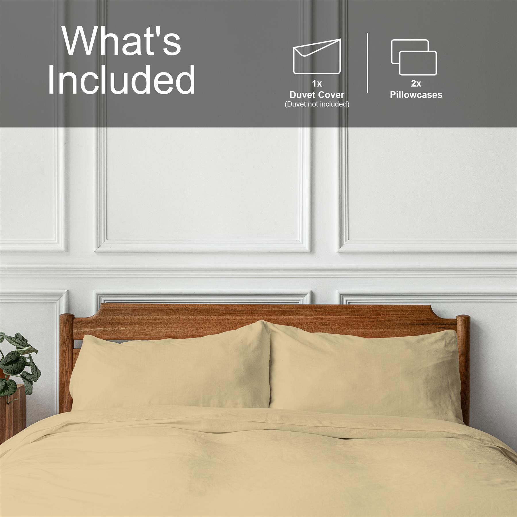 Maison & White Duvet Set with Button Fastening (Beige, King)