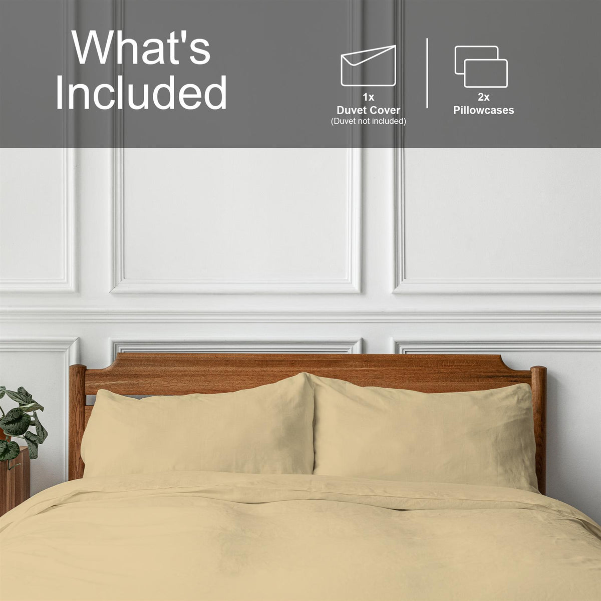 Maison & White Duvet Set with Button Fastening (Beige, King)