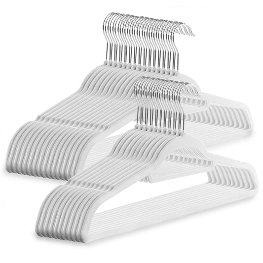 Velvet Coat Hangers White - Pack of 50 | M&W	
