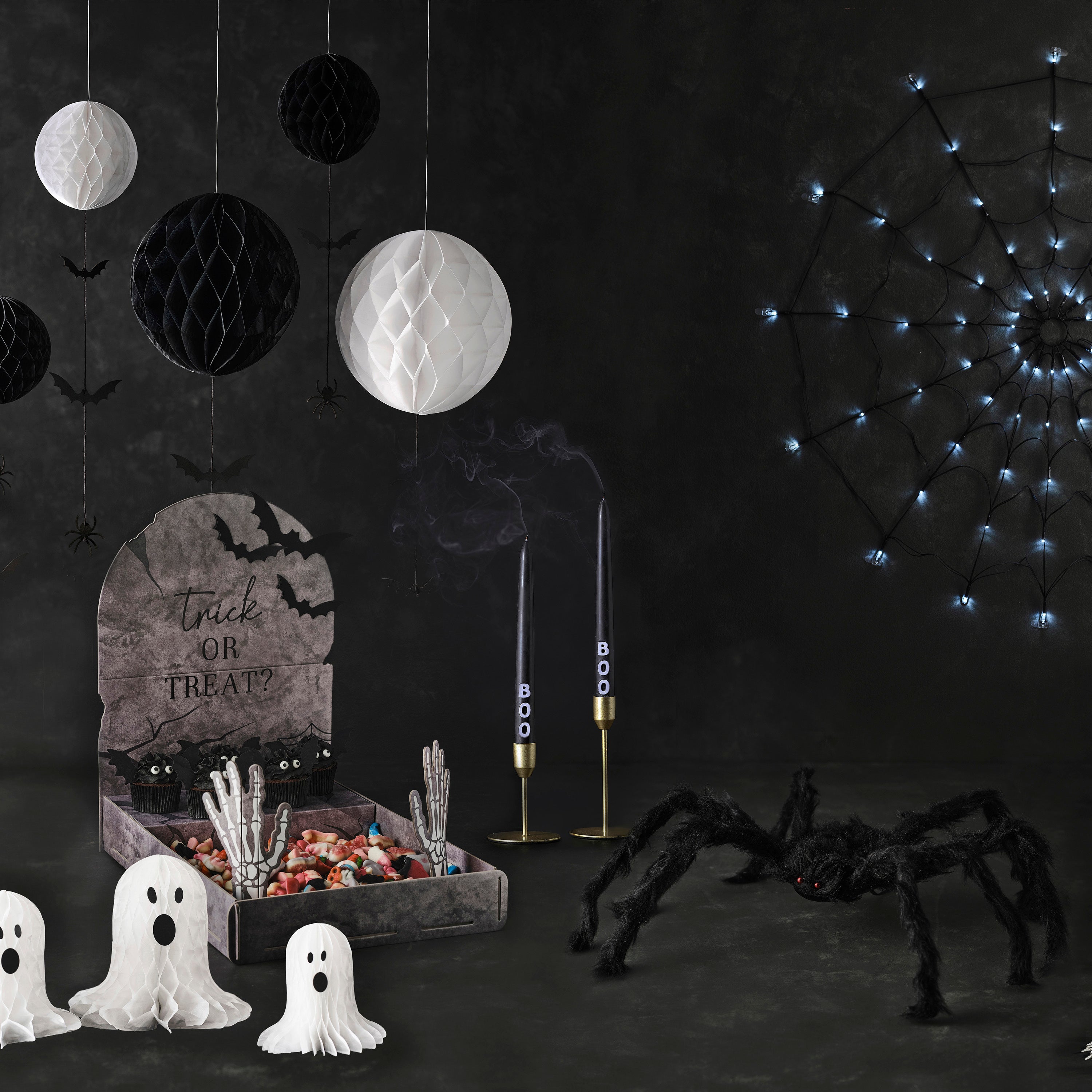 Tapered Black 'Boo' Candles - (2PK)