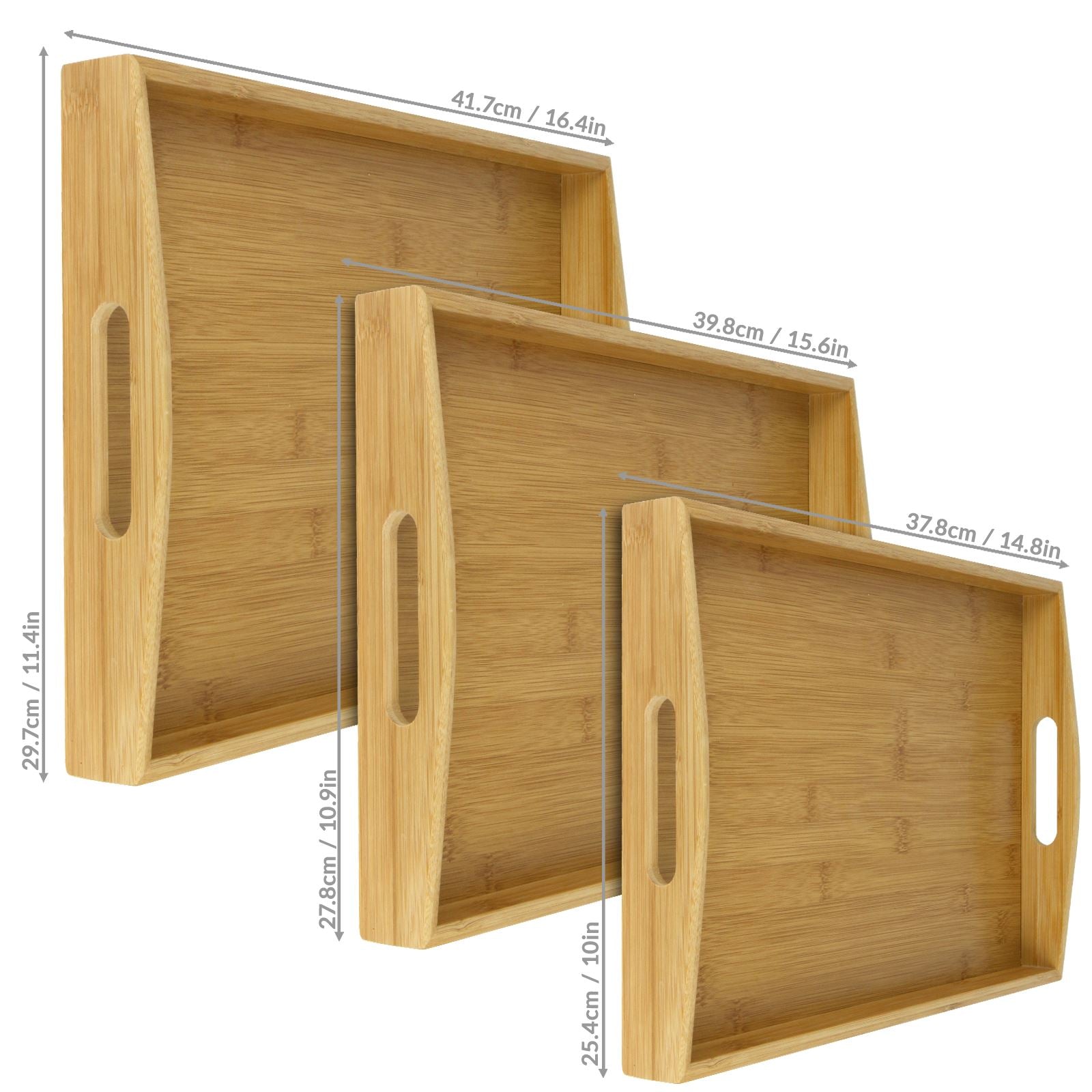 Bamboo Serving Trays - Set of 3 | M&W	