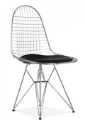 Inventors Chrome DKR Wire Chair With Black PU Cushion - Set of 2