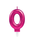 Pink Number 0 Candle - 7.5cm
