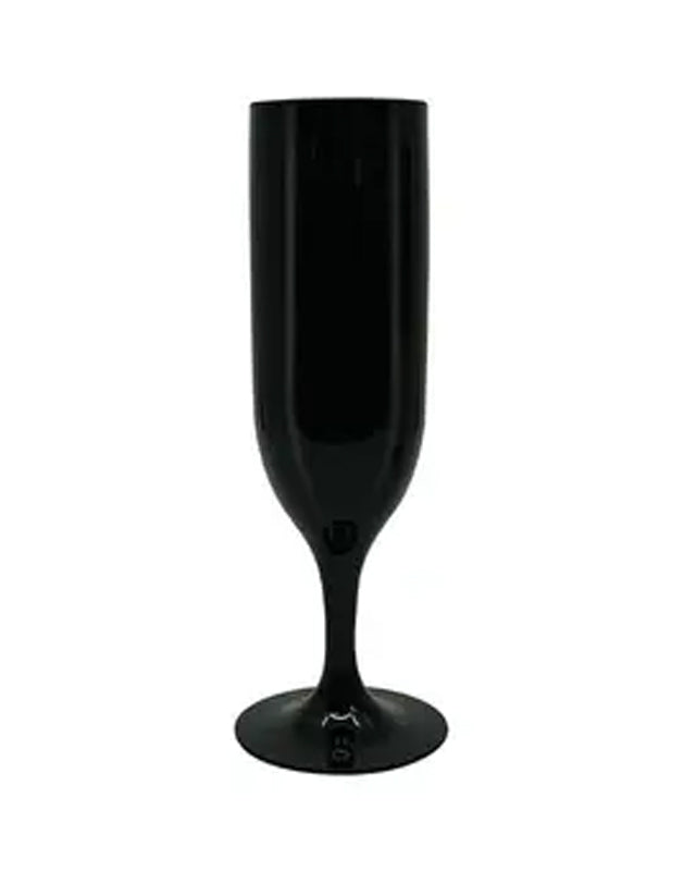 Black Reuseable Plastic Champagne Flutes (2pk)